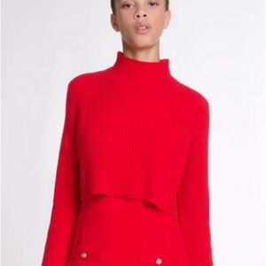 A red Maje knit two in one short dress size 38